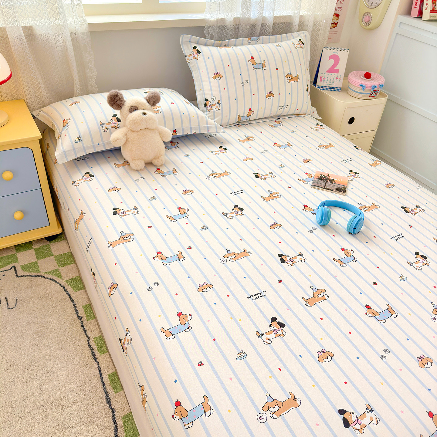 全棉儿童床笠卡通可爱单人床罩纯棉床套床包1.2*1.5*1.8*2m保护套,床上用品,床笠,淘宝优惠券,粉丝福利购,淘宝优惠卷