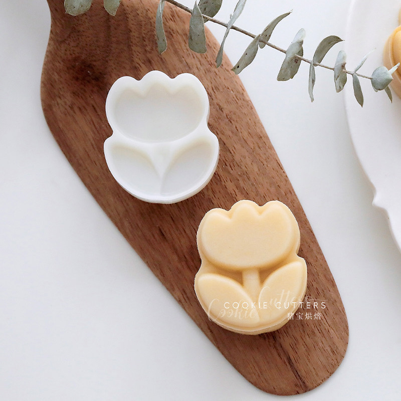 20g30g小清新郁金香绿豆糕模具立体花朵中秋月饼模具