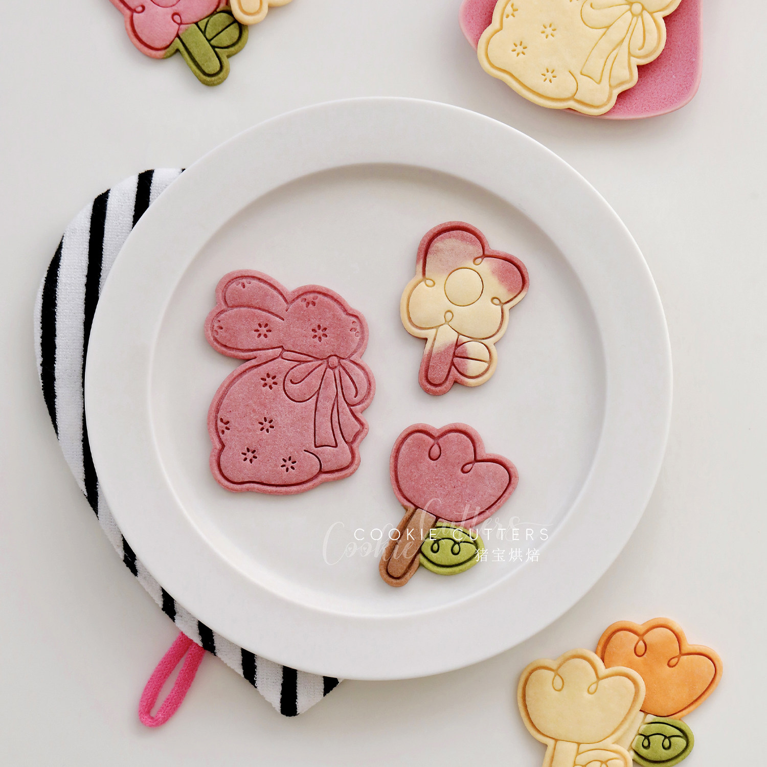 田园北欧风花兔饼干模具 复活节小兔子宠物零食工具 花朵辅食模具