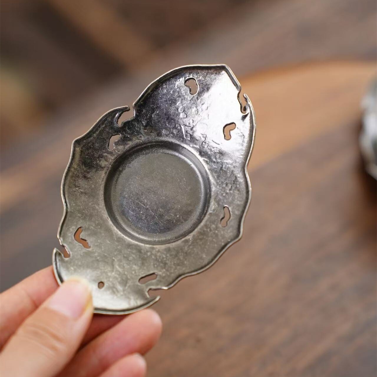 日式仿古做旧杯垫合金属茶碟