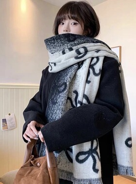 2025秋冬女高级韩版渐变蝴蝶结