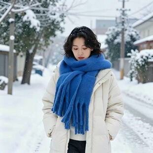 韩版学生加厚围脖情侣格子围巾女秋冬季网红款百搭保暖披肩两用
