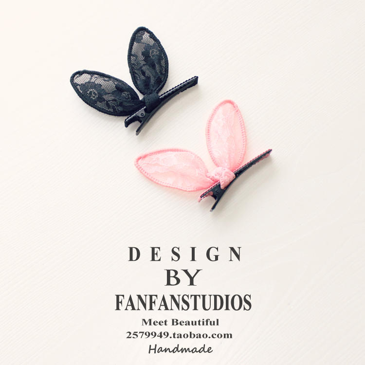 质量超赞发夹甜美女蕾丝蝴蝶结