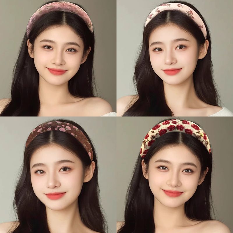 粉色海绵宽边发箍女2025新款高级感压发头箍增高颅顶发捆洗脸发饰