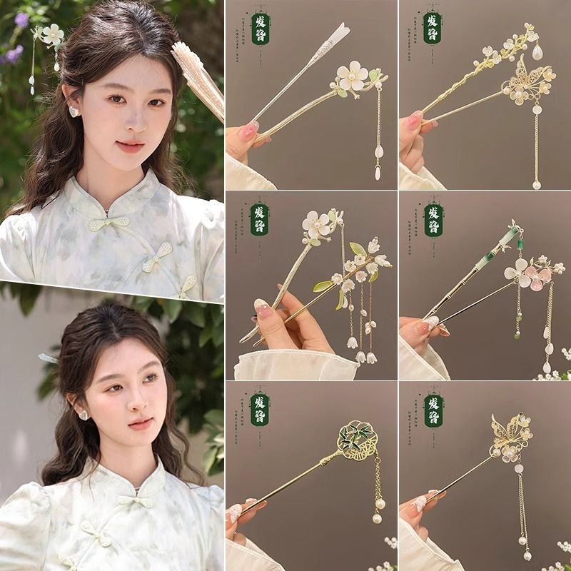 新中式百合花发簪古风汉服头饰