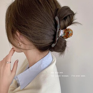 醋酸咖啡色抓夹森系精致发夹女后脑勺鲨鱼夹子大号发抓夹头饰发卡