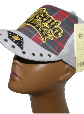 帽子大王  M2554 韩版日系格纹刺绣水钻铆钉遮阳男女棒球帽v7外贸