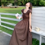 现货，蕾丝花边方领打揽法式连衣裙2B203-1571-P135-K198，女装连衣裙，淑塔可可