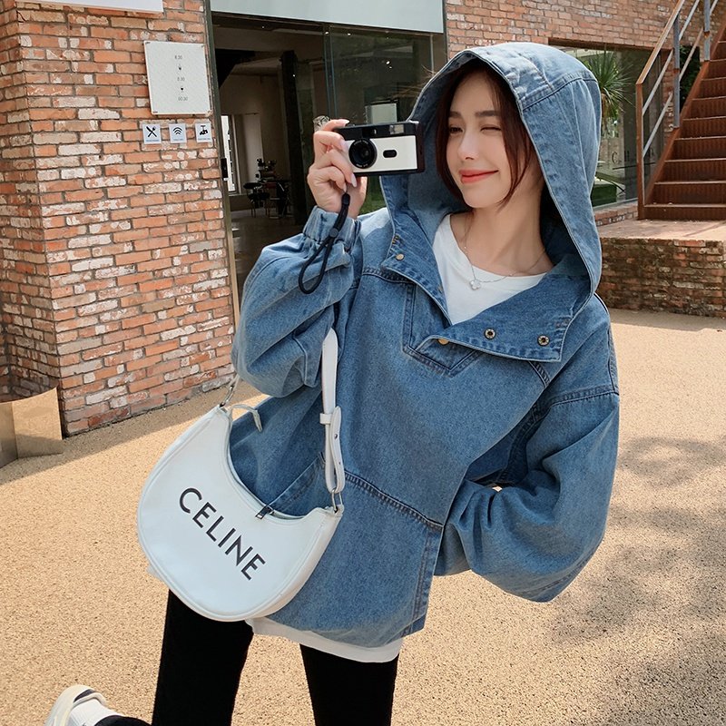 新款18号出货，牛仔连帽卫衣套头牛仔外套151-1251-P115-K168,女装卫衣/绒衫,淑塔可可