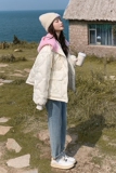 【新款现货】四码、小个子菱格撞色连帽羽绒服151-1288-P205-K298，女装羽绒服，淑塔可可