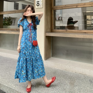 现货，V领碎花连衣裙2B203-1558-P135-K198图片