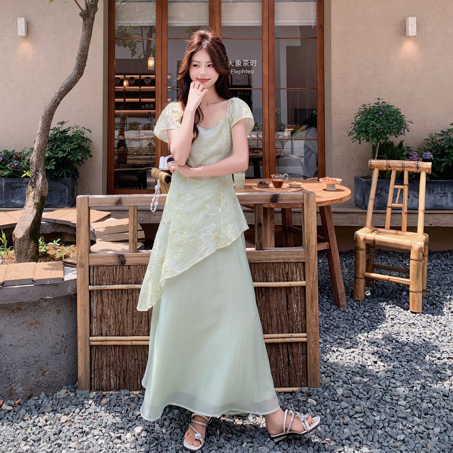夏季新款假两件提花连衣裙2B203-1651-P150-K238,女装连衣裙,淑塔可可