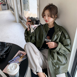 美式复古军绿色小皮衣外套女春秋2025新款时尚设计感机车服夹克，女装皮衣，淑塔可可