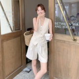 夏季马甲阔腿短裤两件套2B203-1573-P145-K218，女装套装/套裙，淑塔可可