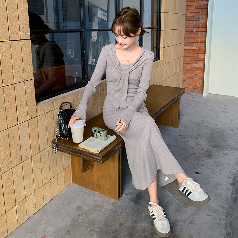 【现货】修身披肩领连衣裙可单穿可打底151-6692-P110-K168,女装连衣裙,淑塔可可