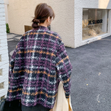 【现货】格子毛绒外套内外全包边151-6661-P170-K258，女装毛呢外套，淑塔可可