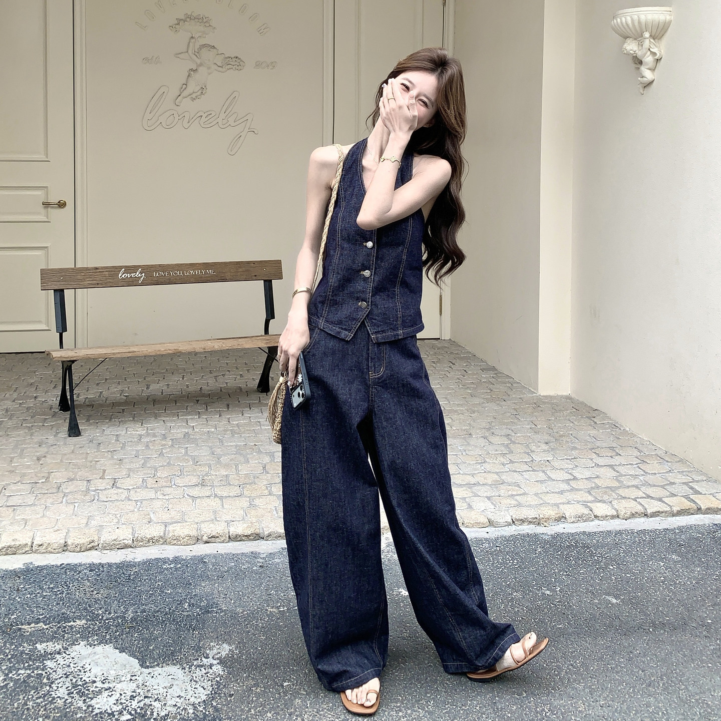 夏季新款重工牛仔套装2B203-1661-P195-K318,女装套装/套裙,淑塔可可