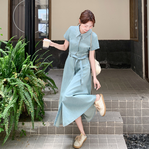 夏季新款浅色牛仔连衣裙2B203-1662-P150-K238，女装连衣裙，淑塔可可