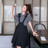 现货、假两件拼接蝴蝶结背带裙2B203-1529-P135-K198，女装连衣裙，淑塔可可