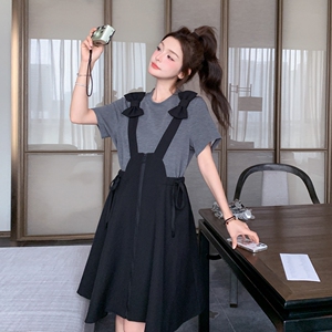 现货、假两件拼接蝴蝶结背带裙2B203-1529-P135-K198图片