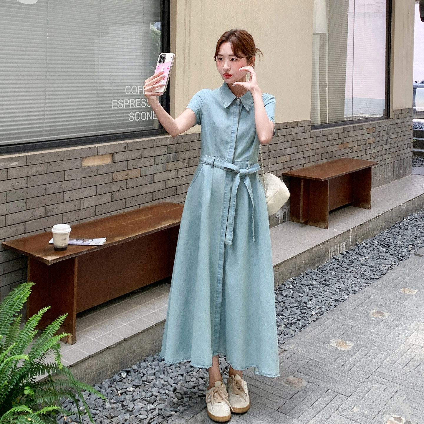 夏季新款浅色牛仔连衣裙2B203-1662-P150-K238,女装连衣裙,淑塔可可