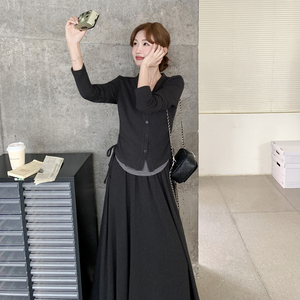 秋季新款现货，假两件上衣+半身裙套装151-1578-P165-K238图片