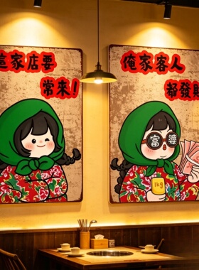 餐馆火锅烧烤店东北特色铁皮画