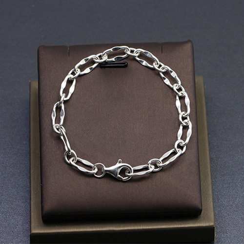 光面嘴唇链友情侣手链项链银链子