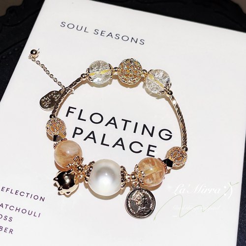 祈福招财金猪转运月光石14k手串