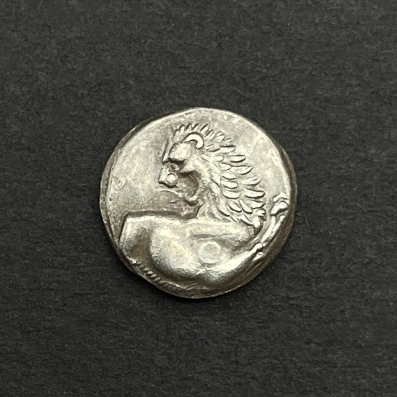 古希腊复刻古币镶嵌小银币回首狮