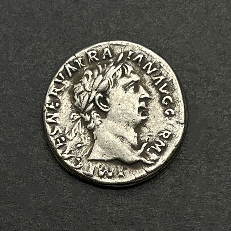 图拉真皇帝银币纯银复刻古币镶嵌罗马人的故事五贤帝胜利女神饰品