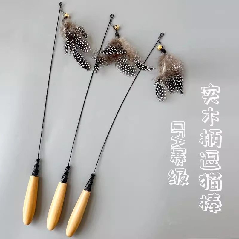 CFA赛级逗猫棒长杆小飞虫羽毛替换头耐咬幼猫玩具猫咪互动用品
