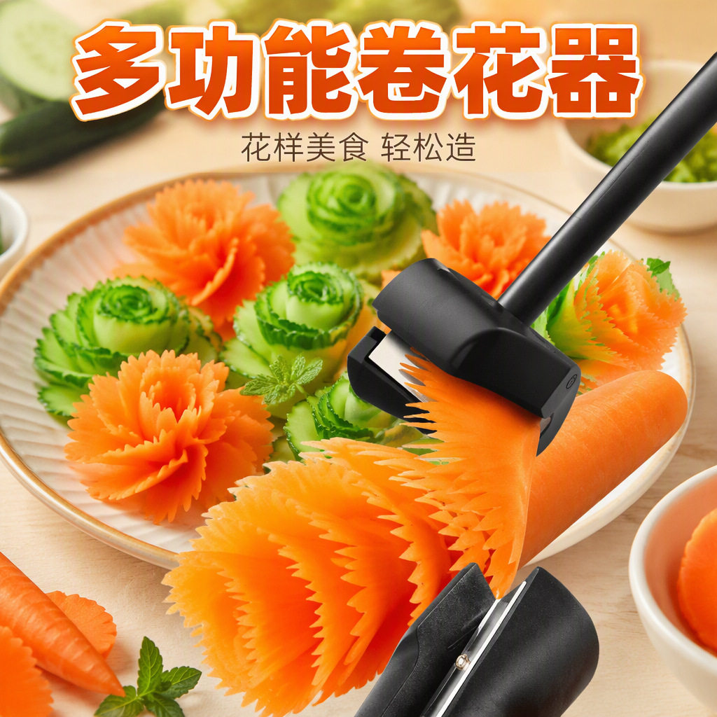 多功能卷花器厨房创意波浪切片器不锈钢果蔬雕花刀胡萝卜沙拉神器