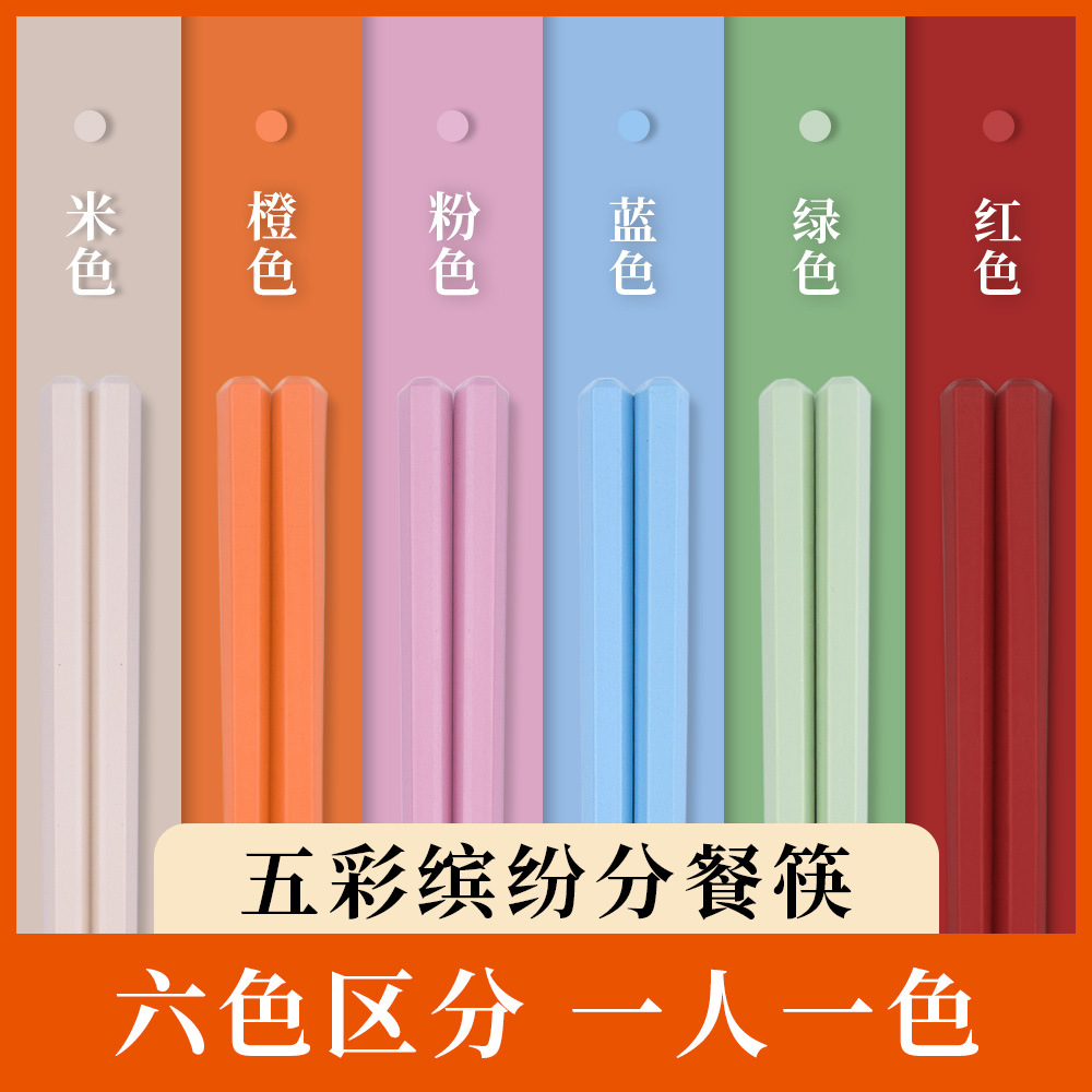 马卡龙网红合金筷子食品级新款尖头高档家用日式防滑防霉耐高温