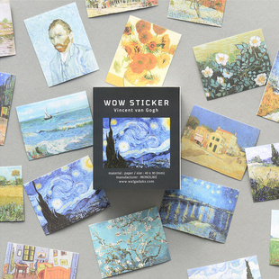 韩国monolike复古多用途梵高莫奈插图贴纸套装 饰贴 手账素材diy装