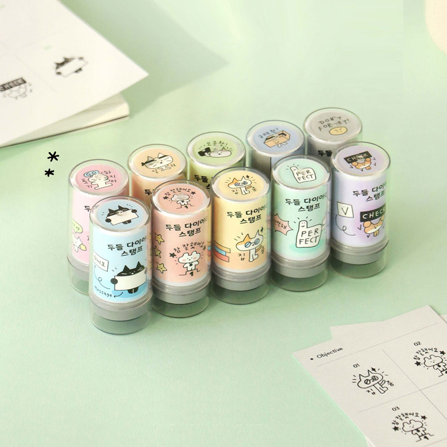 韩国iconic可爱卡通印章动物图案墨水图章手账DIY装饰免印泥打卡,文具电教/文化用品/商务用品,成品印章/学生用印/火漆,淘宝优惠券,粉丝福利购,淘宝优惠卷