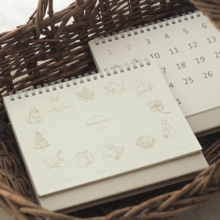 韩国dash dot复古插画桌面台历2026月计划学习办公双面日历本 and