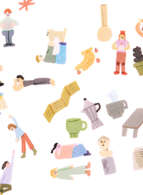 韩国analogue keeper人物日常周边手绘PET透明手帐贴纸素材装饰贴