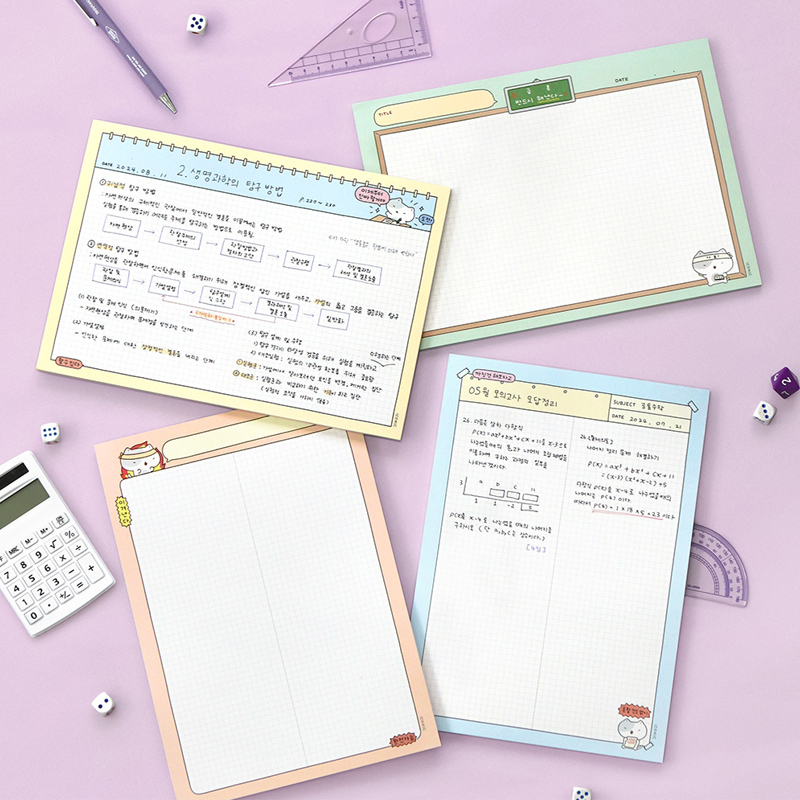 韩国iconic可爱学生学习笔记记事拍纸本办公文具B5网格纹大便签本