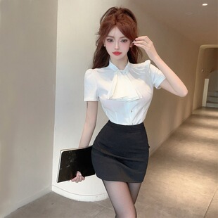 足疗足浴技师工作服酒店前台KTV女服务员气质工装 夏季 ol制服套装