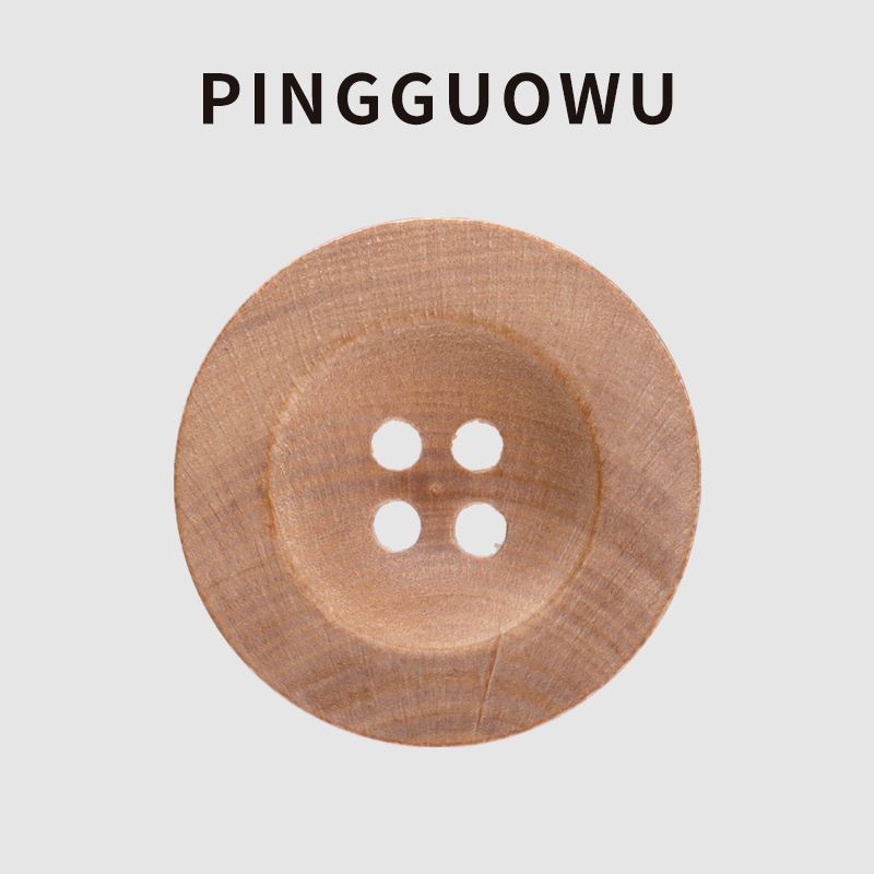 PINGGUOWU 天然白杨木纽扣木头扣子原木色钮扣大衣帽子衬衫小纽扣