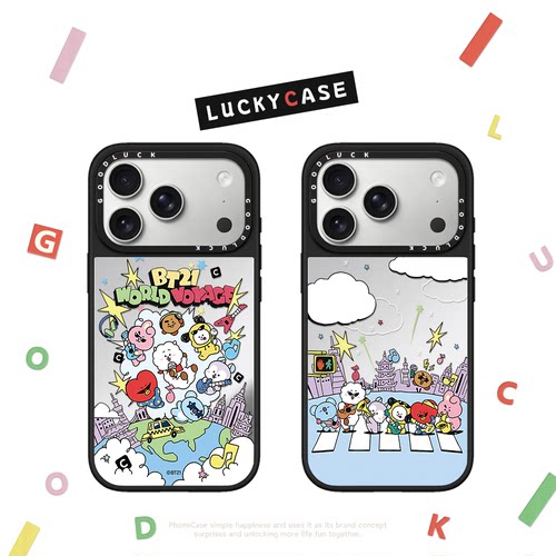 C家男团BT21联名卡通公仔BTS集合环绕贴纸适用iphone17手机壳16promax苹果15pro镜面MagSafe磁吸14plus可爱13