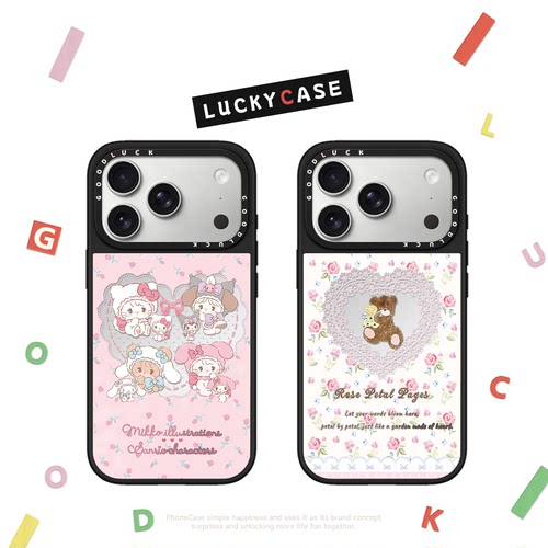 C家粉红小碎花爱心小熊适用iphone17手机壳16promax苹果15pro镜面MagSafe磁吸14plus甜美少女13日韩12