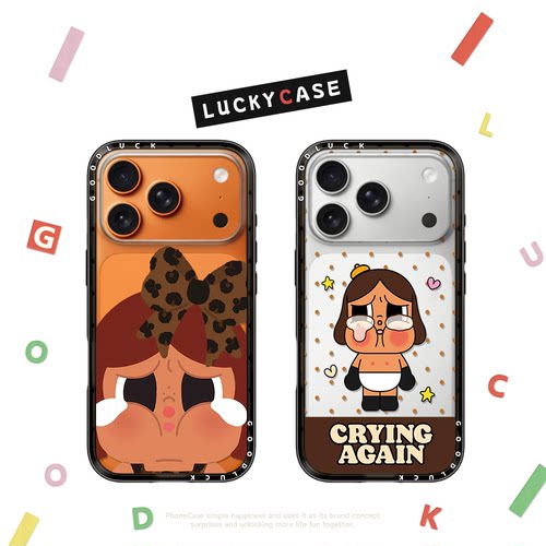 C家小香风豹纹黑皮哭娃适用iphone17新壳体纤巧手机壳16promax苹果15pro磁吸MagSafe透明14plus甜酷13