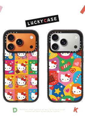 C家彩色kitty格子色块拼贴适用iphone17手机壳16promax苹果15pro透明MagSafe磁吸14plus卡通13日韩12