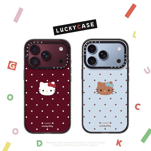 C家勃艮第红波点黑皮KT适用iphone17手机壳16promax苹果18pro透明MagSafe磁吸15plus保护套14日韩ins卡通13