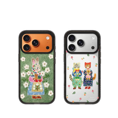 C家联名Aiko Fukawa涂鸦插季花卉猫咪兔子适用iphone17手机壳18promax苹果16pro透明MagSafe磁吸15plus12