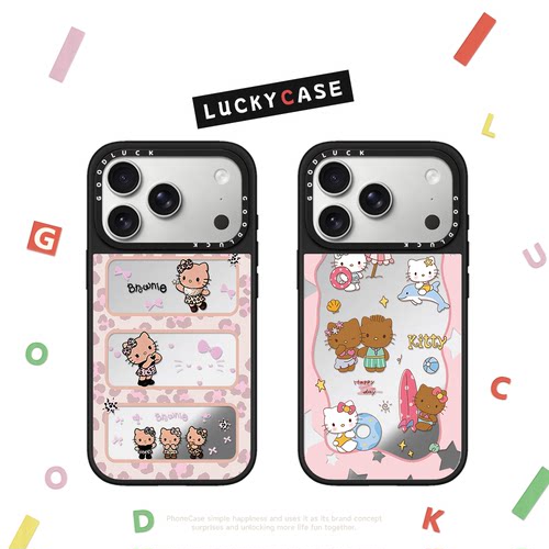 C家豹纹播放器黑皮KT适用iphone17手机壳16promax苹果18pro镜面MagSafe磁吸15plus甜酷少女14日韩ins闺蜜13