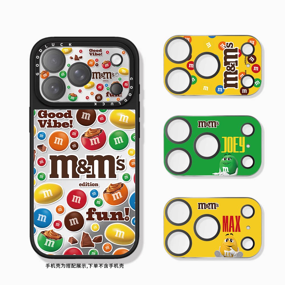 C家联名彩虹糖果巧克力M豆M&M&rsquo;S手机镜头保护膜适用iphone18promax全覆盖镜面镜头膜17pro镜面镜头保护贴PM