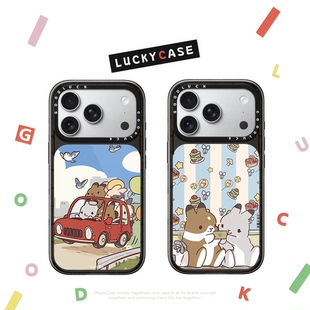 C家提摩西小队联名兔子四季漫游适用iphone17promax手机壳18pro保护套苹果17pro磁吸MagSafe镜面18promax卡通